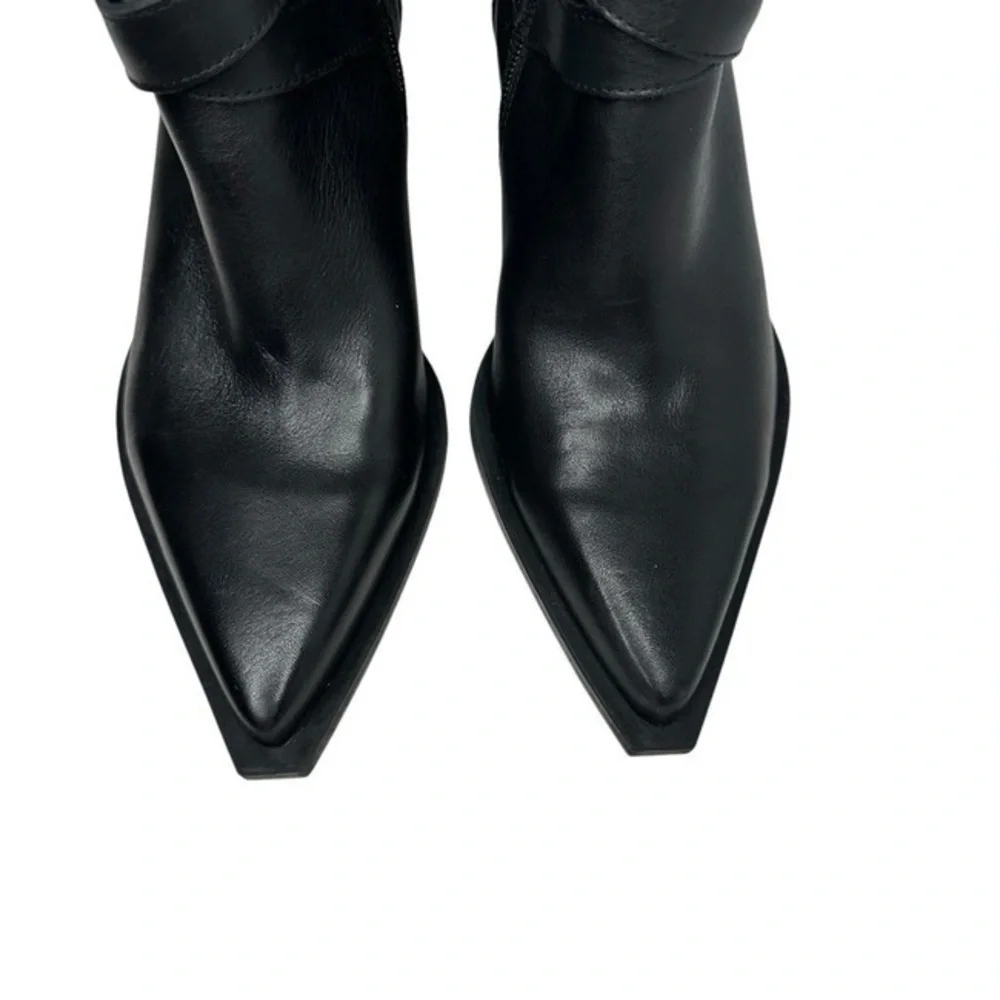 Dolce Vita Black Leather Ankle Boots with Gold Buckles - Picture 7 of 7